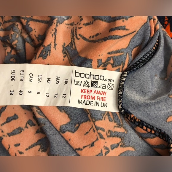 BOOHOO Tropical themed Palm Leaf Stretchy dress 8 Maxi party boho casual summer - Picture 8 of 12